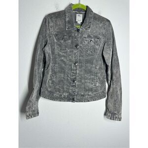 Rare Driver Velour Denim Construction Acid Washed Effect Jacket Size XL Gray
